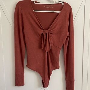 Abercrombie & Fitch Women's Terracotta Tie-Front Bodysuit